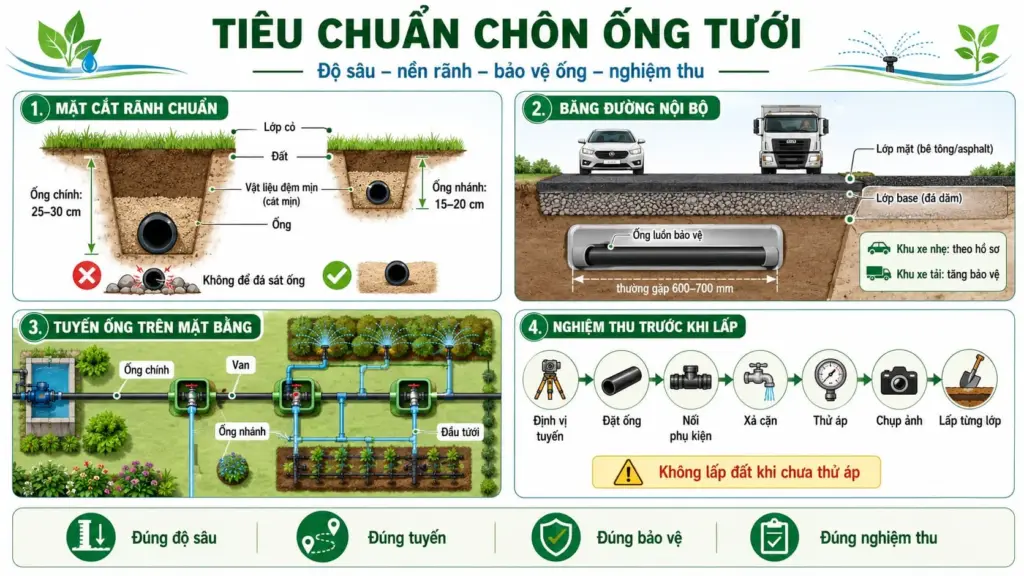 Tiêu chuẩn chôn ống tưới